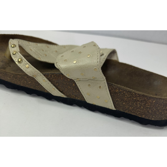 Betula Birkenstock Bombay Leaf Studded Sandals Womens 9 EU 40 Beige Cream Slides - Picture 13 of 16